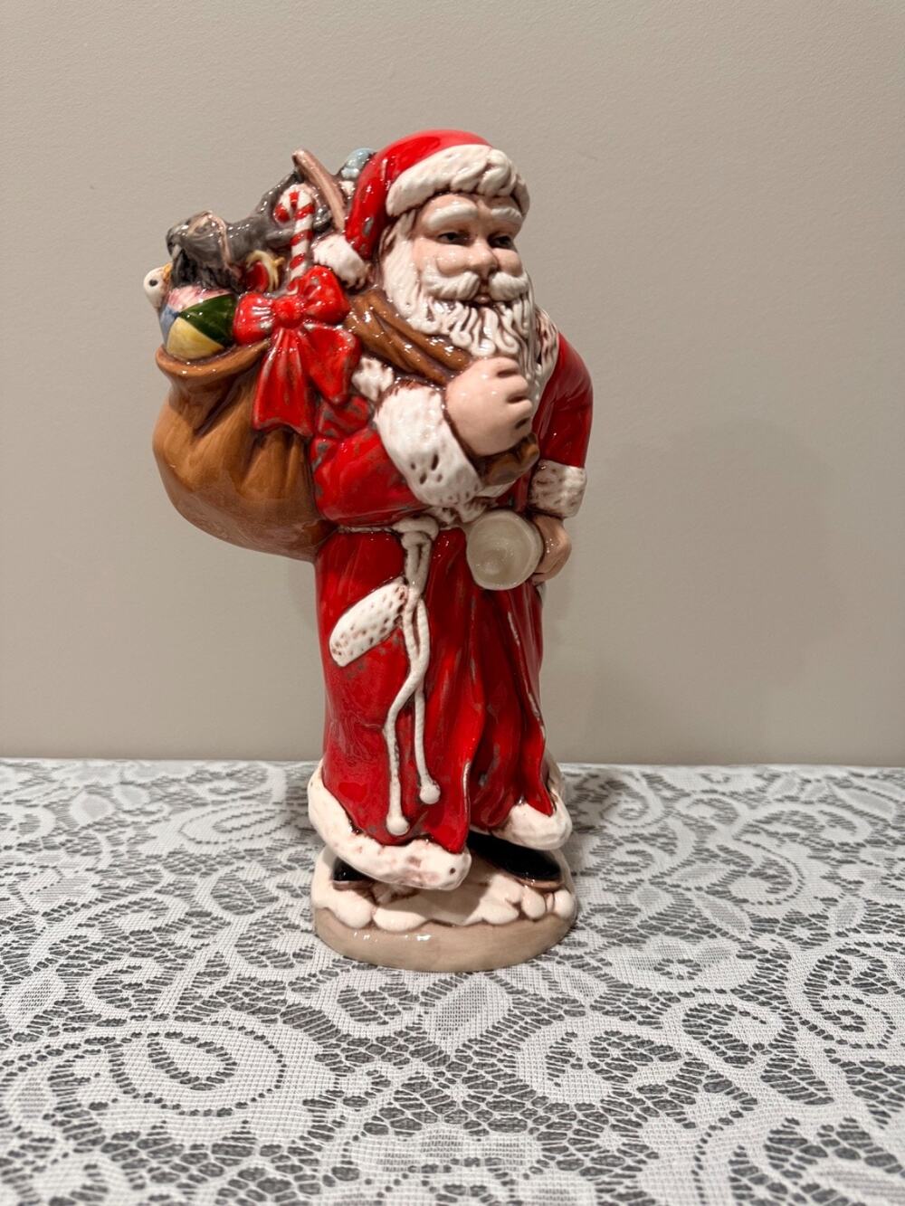 Vintage Hand-Painted and Piece of an Estate Ceramic Santa Claus Figurine